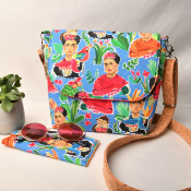 Handmade textile items: handbag and glasses case