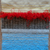 Handwoven wall art in striking colours using different mediums