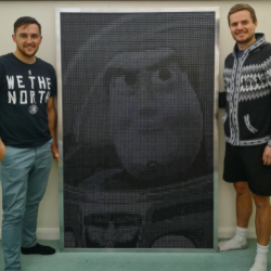Buzz Lightyear from Toy Story made out of dice as an alternative to paint