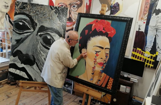 John McDonald working in his artists studio