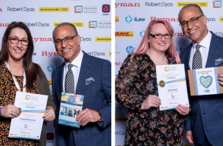 Sarah Perkins with Theo Paphitis (left picture); Diane Daley with Theo Paphitis (right picture)