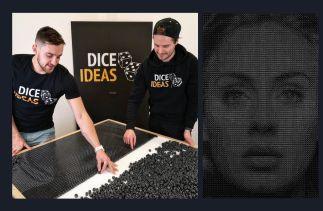 Ben and Ross creating an image made from dice
