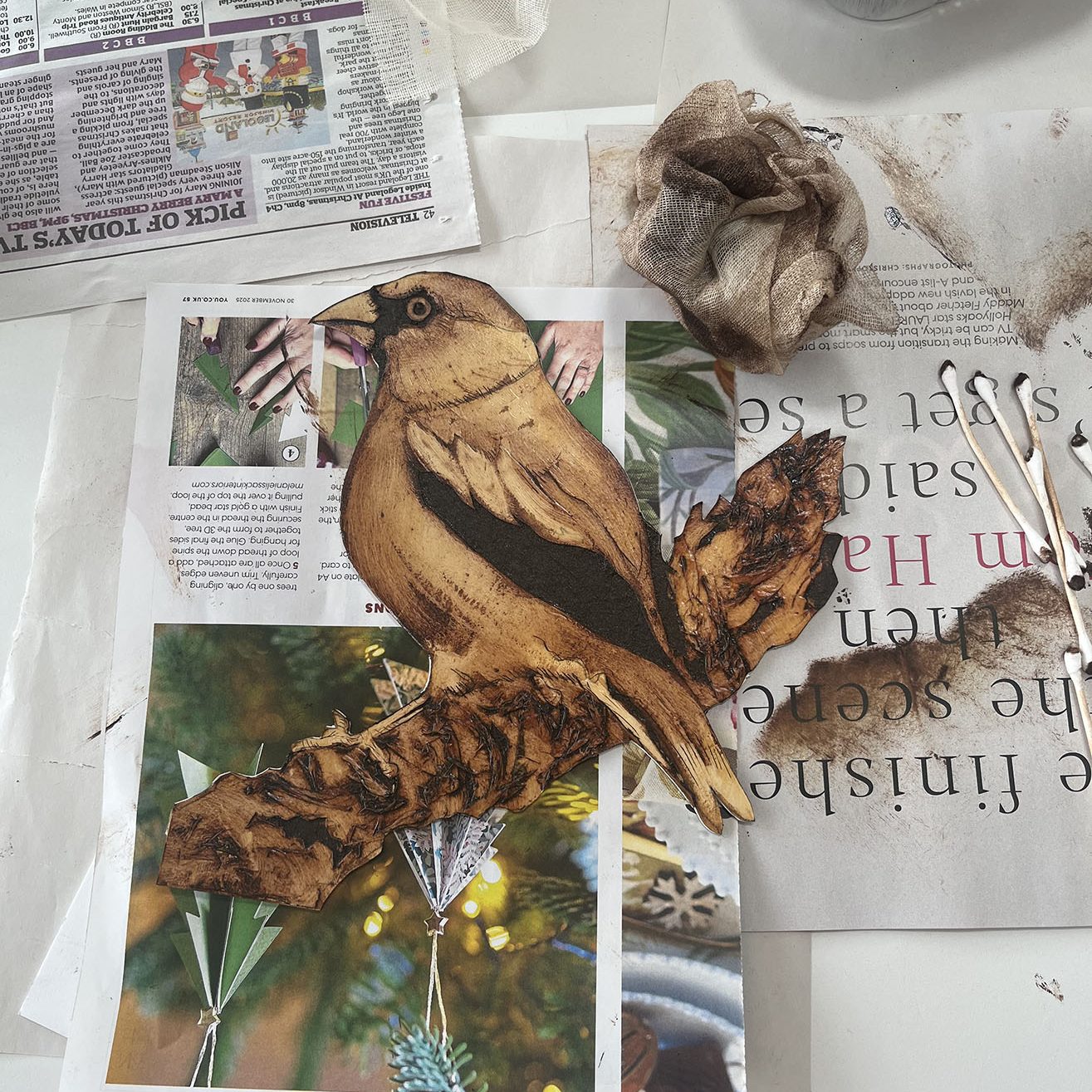 Hawfinch Collagraph Plate 150dpi